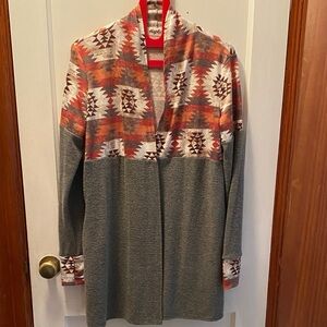 Holly Harper Gray and Orange Patterned Cardigan